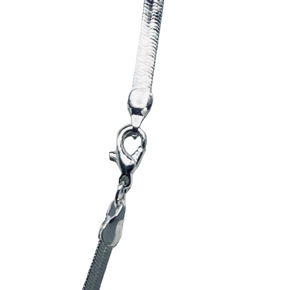 Silver Tone Herringbone Necklace (5469) - Picture 6 of 9